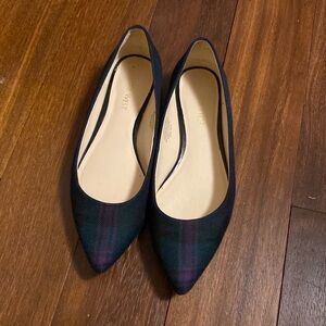 Nine West Navy Green Purple Plaid Flats Size 7